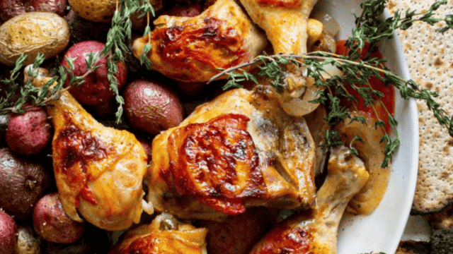 Kosher recept voor Pesach: krokante zoete kip met tomaten
